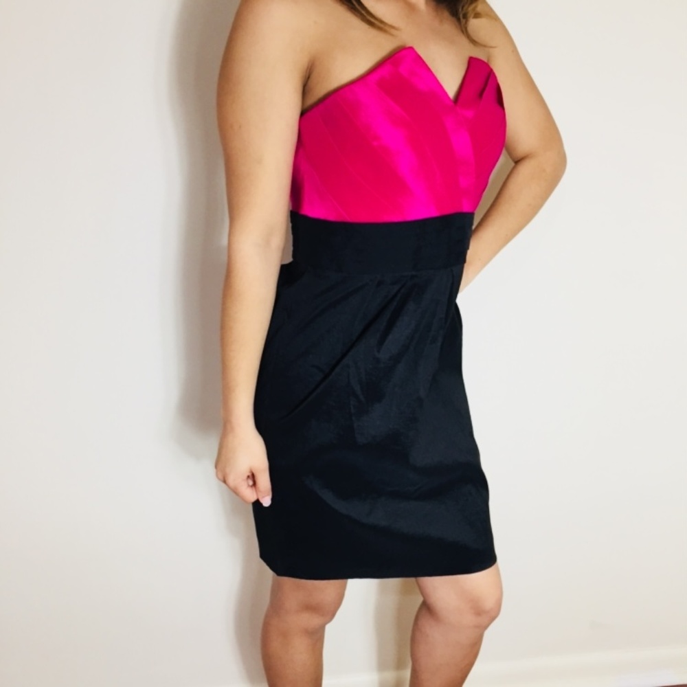 Calvin Klein Black & Pink Strapless Cocktail Dress